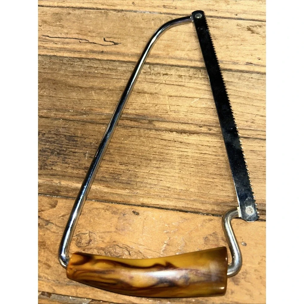 Vintage Kitchen Saw Bakelite Marbled Handle For Bone & Meat Stainless Blade